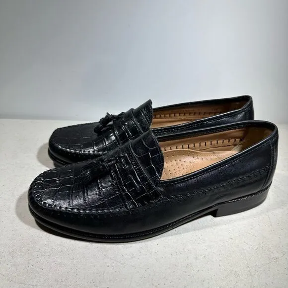 Florsheim Pisa 18469 Men’s 11EEE Black Leather Croc Tassel Loafer Dress Shoes