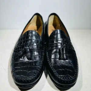 Florsheim Pisa 18469 Men’s 11EEE Black Leather Croc Tassel Loafer Dress Shoes