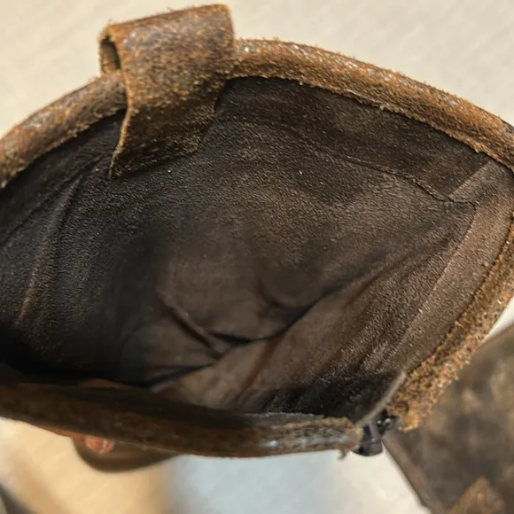 Flower Child Distressed Brown Leather Boots