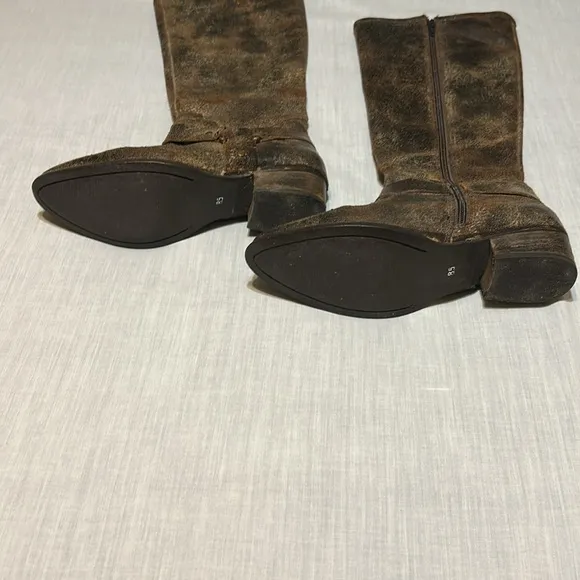 Flower Child Distressed Brown Leather Boots