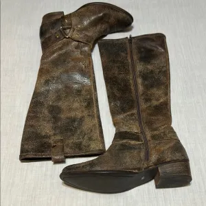 Flower Child Distressed Brown Leather Boots