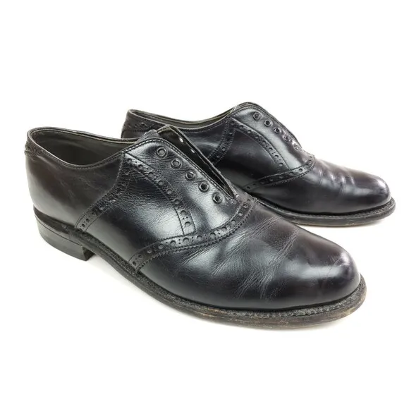 FootJoy Classics 99332A Mens 9 D Black Leather Brogue Saddle Dress Shoes