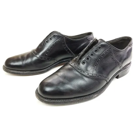 FootJoy Classics 99332A Mens 9 D Black Leather Brogue Saddle Dress Shoes