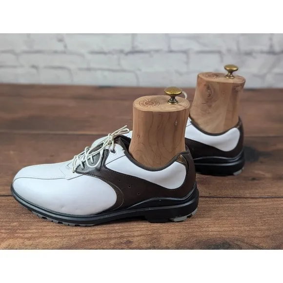 FootJoy Golf Shoes Leather Waterproof Comfort White Brown Mens Size 9M