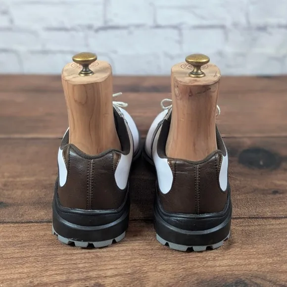 FootJoy Golf Shoes Leather Waterproof Comfort White Brown Mens Size 9M