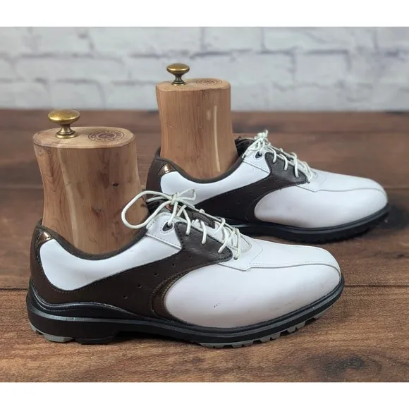 FootJoy Golf Shoes Leather Waterproof Comfort White Brown Mens Size 9M