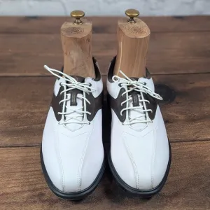 FootJoy Golf Shoes Leather Waterproof Comfort White Brown Mens Size 9M