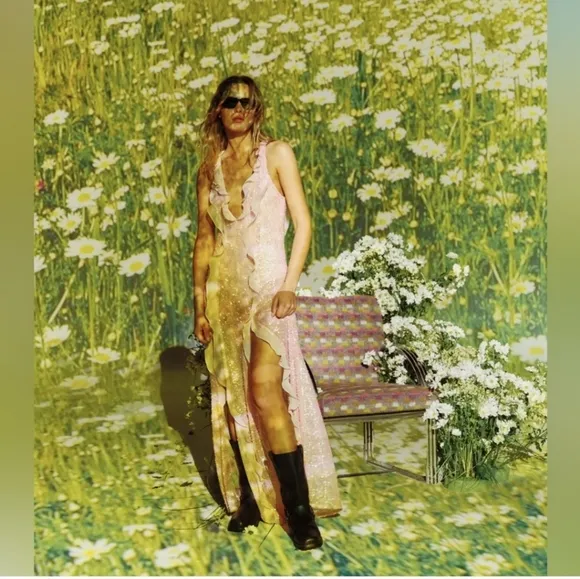 🍋For Love &amp; Lemons Noha Ruffle Maxi Dress