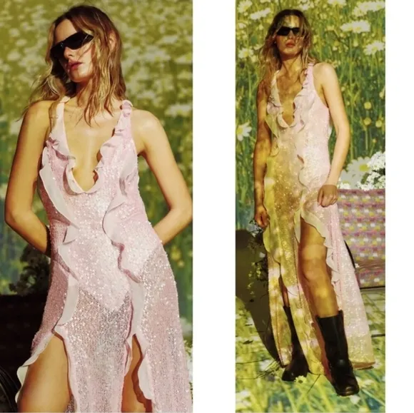 🍋For Love &amp; Lemons Noha Ruffle Maxi Dress