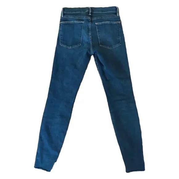 Frame Le High Skinny step hem medium wash jeans