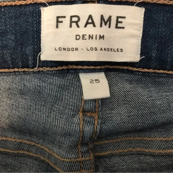 Frame Le High Skinny step hem medium wash jeans