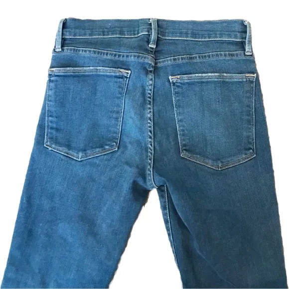 Frame Le High Skinny step hem medium wash jeans