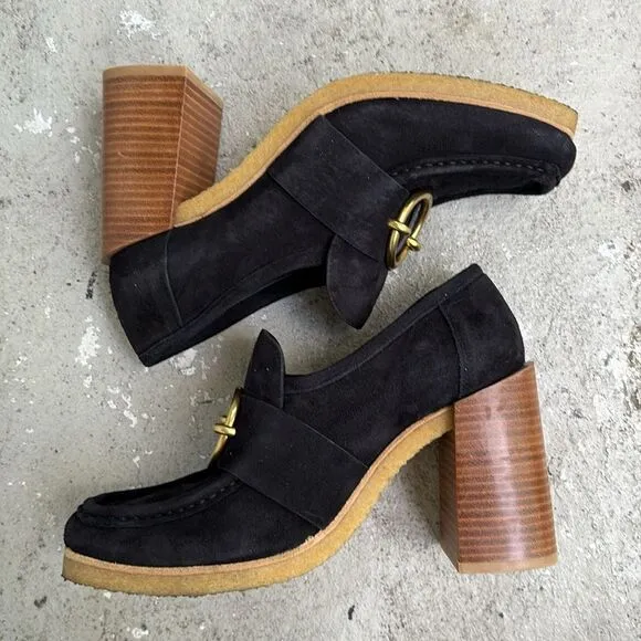 Frame Denim Black Women's Loafers with Gold Accent