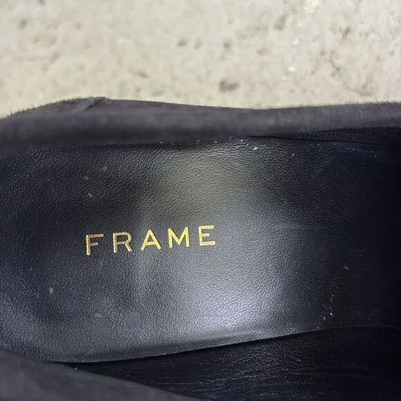 Frame Denim Black Women's Loafers with Gold Accent