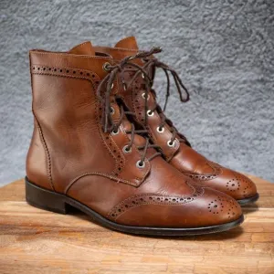 FRANCO CUADRA Lace-Up Ankle Boots Wingtip Brogue Vintage Men's 6.5 Women's 8