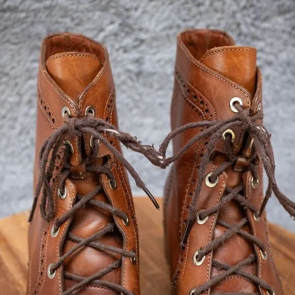 FRANCO CUADRA Lace-Up Ankle Boots Wingtip Brogue Vintage Men's 6.5 Women's 8