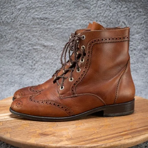 FRANCO CUADRA Lace-Up Ankle Boots Wingtip Brogue Vintage Men's 6.5 Women's 8