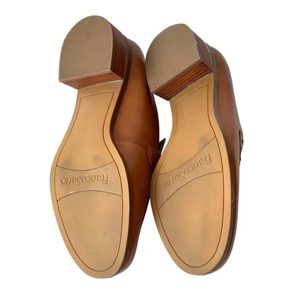 Franco Sarto Brown Leather Loafer Low Platform Heels Slip On Comfort Shoes, 9M
