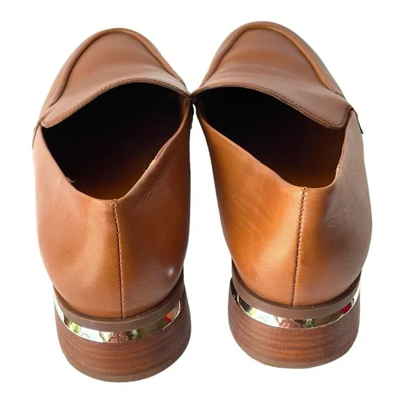 Franco Sarto Brown Leather Loafer Low Platform Heels Slip On Comfort Shoes, 9M