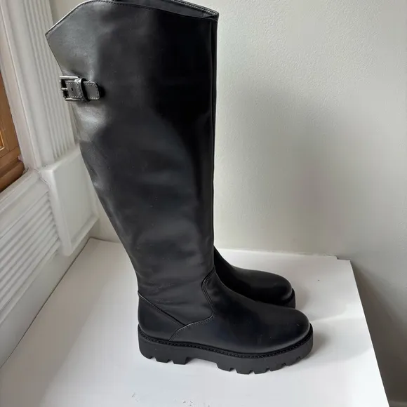 Franco Sarto L-Balinboot Black Knee-High Boots Size 7.5M