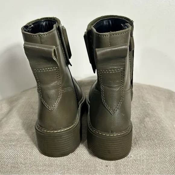 Franco Sarto Women Olive Leather Karrie Ankle Boots- SIZE 5