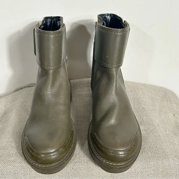 Franco Sarto Women Olive Leather Karrie Ankle Boots- SIZE 5