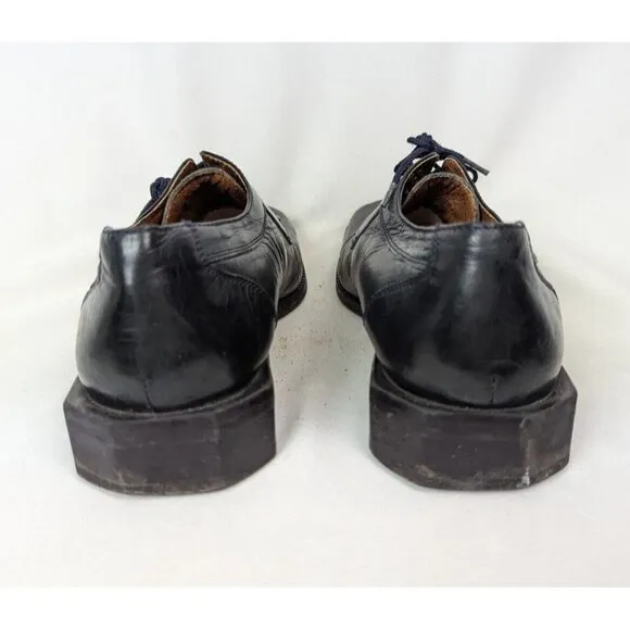 Fratelli Footwear Men's 8.5 Square Toe Blue Leather Lace Dress Shoes Career
