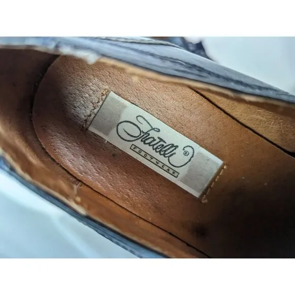 Fratelli Footwear Men's 8.5 Square Toe Blue Leather Lace Dress Shoes Career