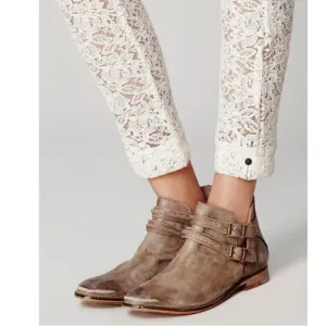 Free People 37 US 7 Braeburn Ankle Boots Booties Distressed Leather Boho