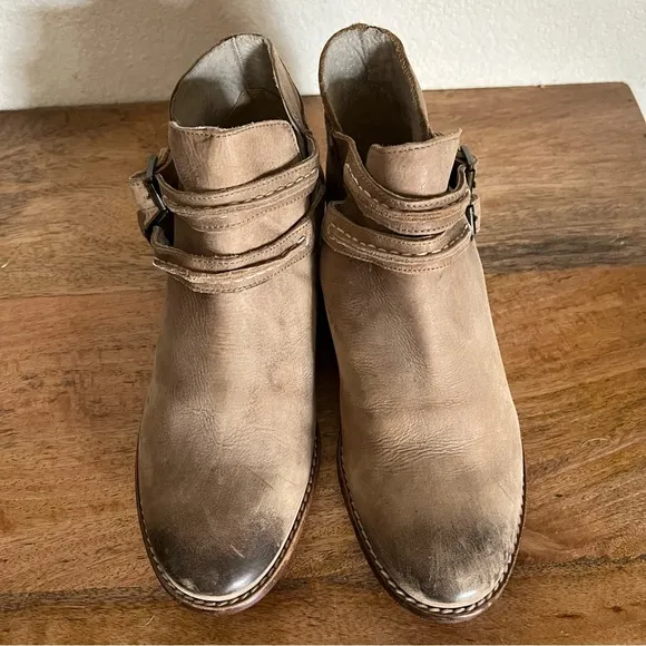 Free People 37 US 7 Braeburn Ankle Boots Booties Distressed Leather Boho