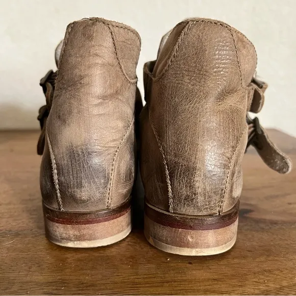 Free People 37 US 7 Braeburn Ankle Boots Booties Distressed Leather Boho