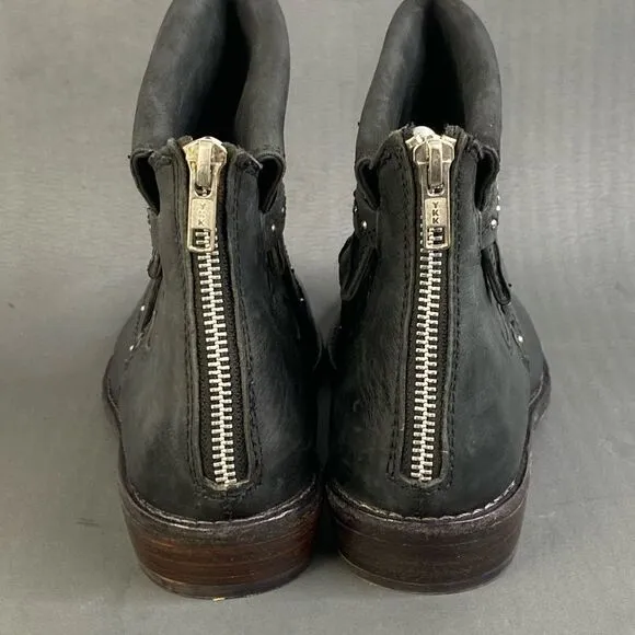 FREE PEOPLE Alamosa Ankle Black leather booties  size 5.5 (36)