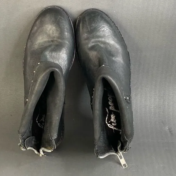 FREE PEOPLE Alamosa Ankle Black leather booties  size 5.5 (36)
