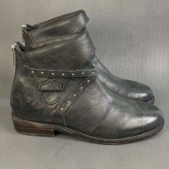 FREE PEOPLE Alamosa Ankle Black leather booties  size 5.5 (36)