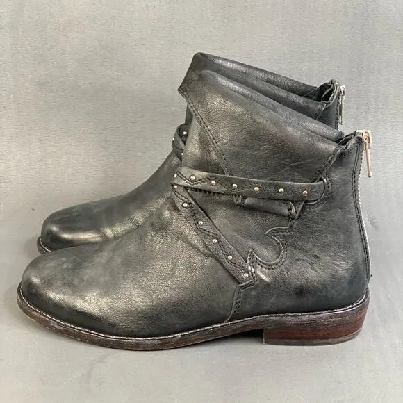 FREE PEOPLE Alamosa Ankle Black leather booties  size 5.5 (36)
