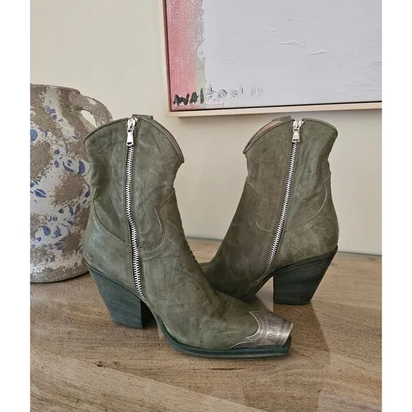 Free People Brayden Western Boots Leather Size 38