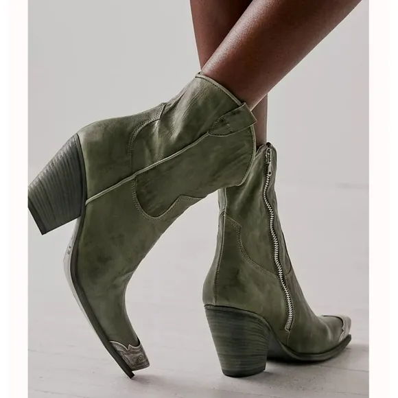 Free People Brayden Western Boots Leather Size 38