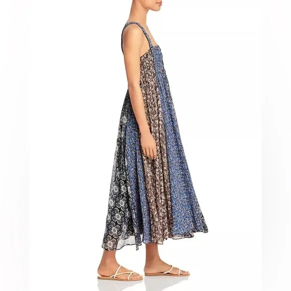 🪁Free People Come Together Boho Smocked Maxi Dress in Mixed, S, NWT✨