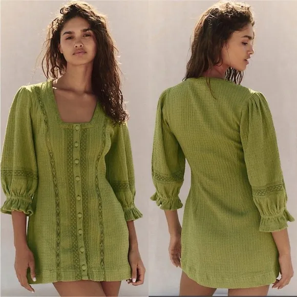 Free People Free-est Jules Mini Dress in Green NWOT