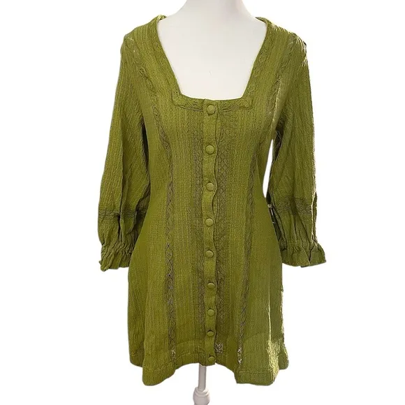 Free People Free-est Jules Mini Dress in Green NWOT