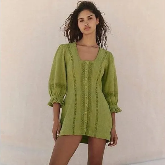 Free People Free-est Jules Mini Dress in Green NWOT