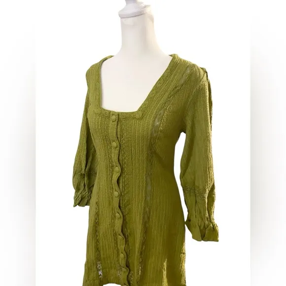 Free People Free-est Jules Mini Dress in Green NWOT