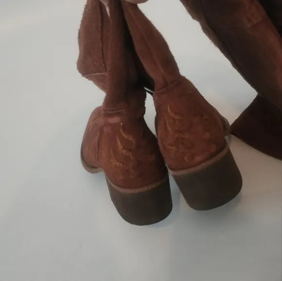 Free People high noon over the knee suede redish brown boots sz 39