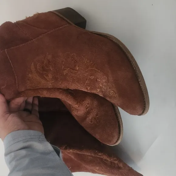 Free People high noon over the knee suede redish brown boots sz 39
