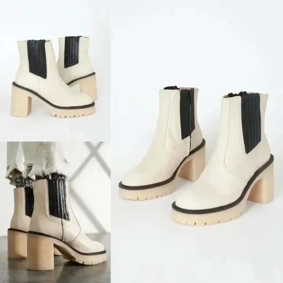 Free People James Chelsea Boots Size 38 Bone Leather NWOT