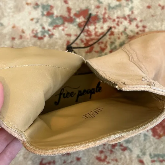 Free People New Frontier Western Boot heeled Suede Ankle Pink Tan size 8 8.5 38