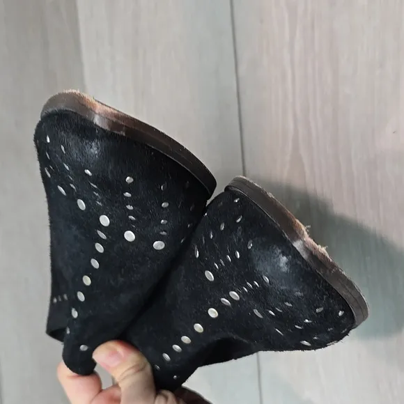 Free People Women Stud Black SuedeAnkle Boots Shoes Moto 38/7-7.5