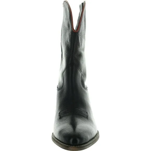 Free People Womens Borderline Black Leather Cowboy, Western Boots Shoes New