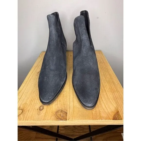 Free People Women's Charm Double V Block Heel Pointed Ankle Booties Blue Size 10