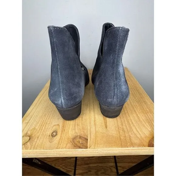 Free People Women's Charm Double V Block Heel Pointed Ankle Booties Blue Size 10